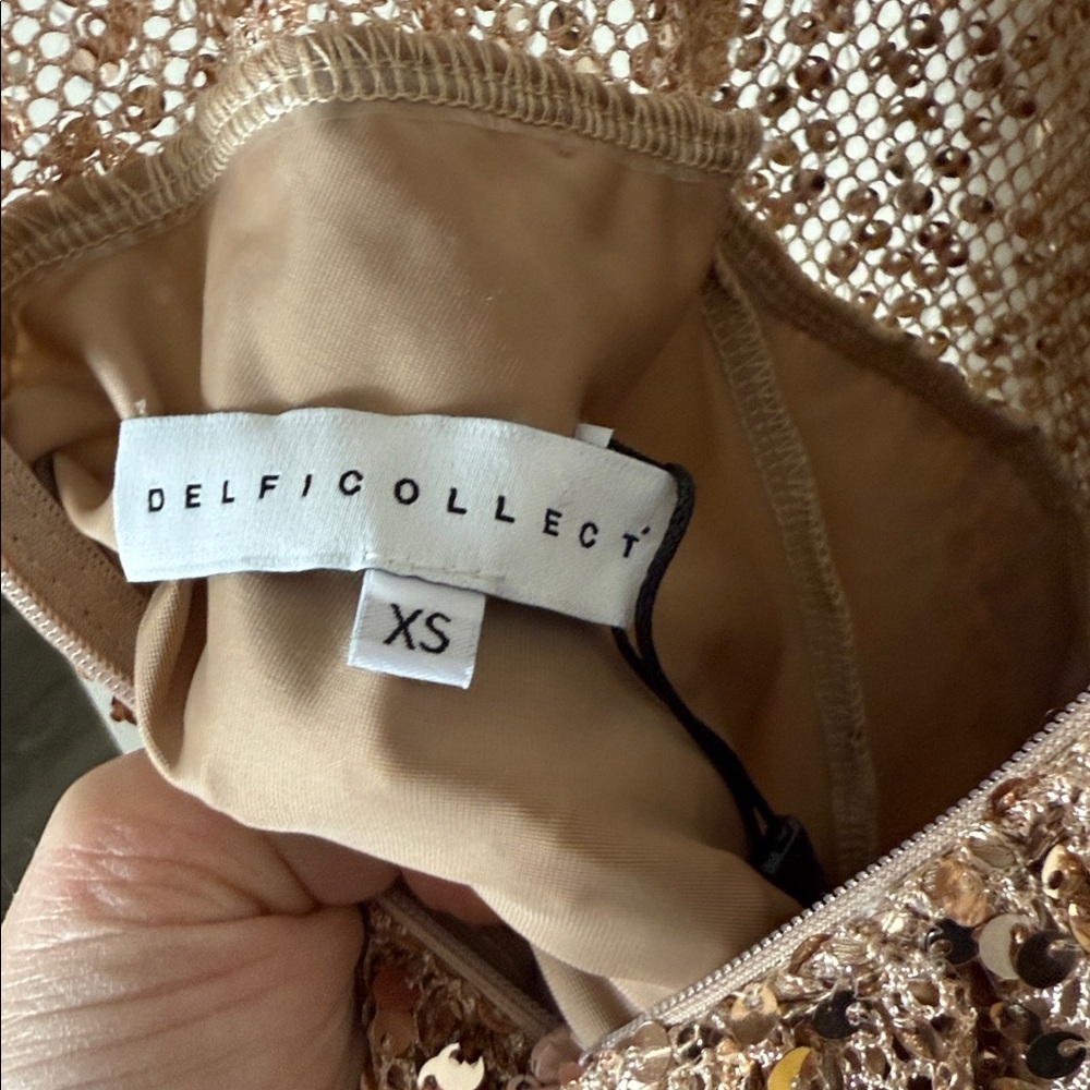 Delfi Collective Avelie Ruched Sequin Dress in Nude - Picture 12 of 16